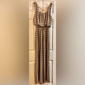 Three Pink Hearts Brown & Black Maxi Dress Size M